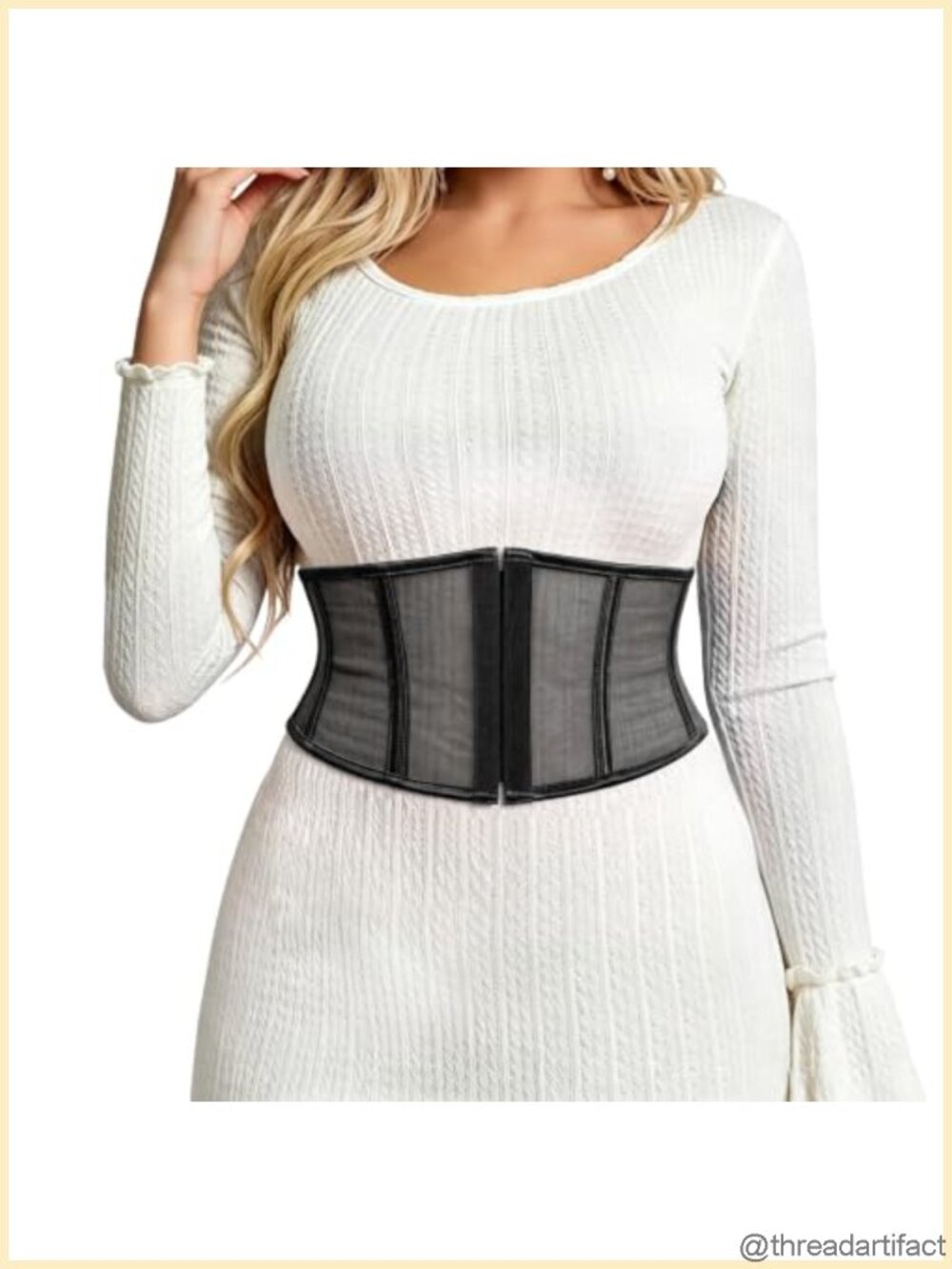 Mesh Corset Belt for Women Underbust Transparent Wide Waist Lace Up Belt